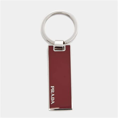 prada rectangle key chain enameled silver tone peonia red|ACCESSORIES :: Prada Portachiavi in Metallo Peonia Red .